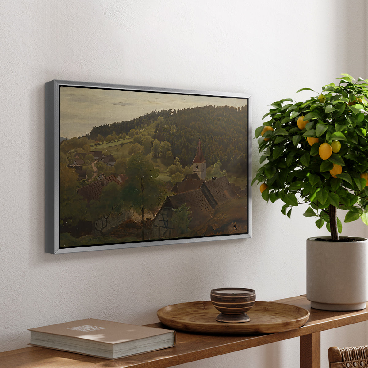 Landscape from Ebersteinburg in Baden, 1876 - Floater Framed Canvas Print