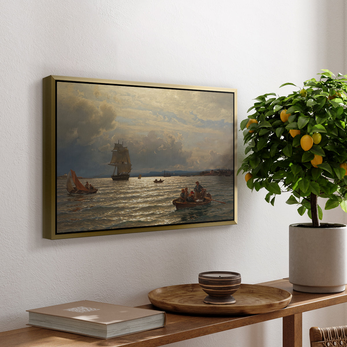 From the Inlet of Oslo, 1874 - Floater Framed Canvas Print