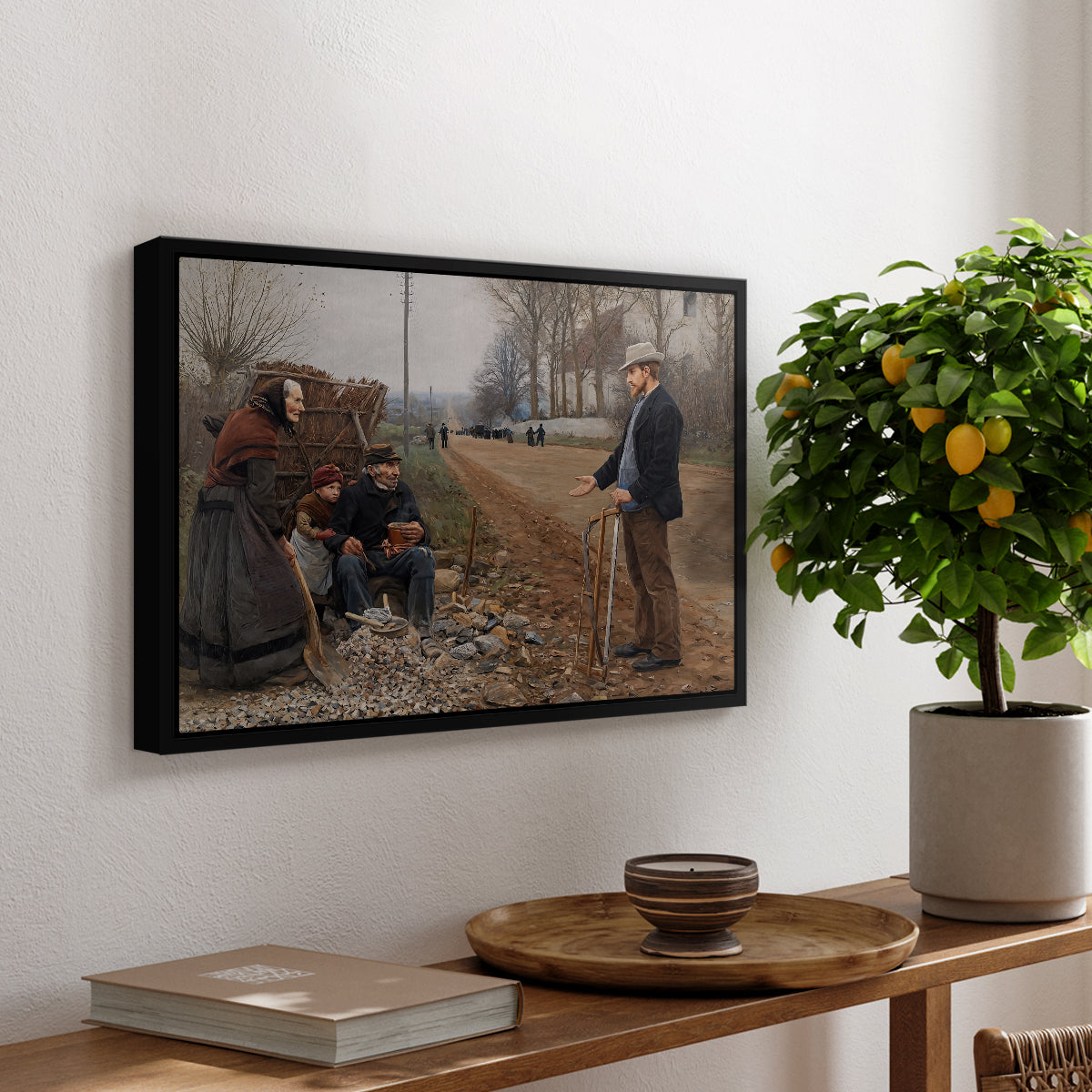 People by a Road, 1893 - Floater Framed Canvas Print
