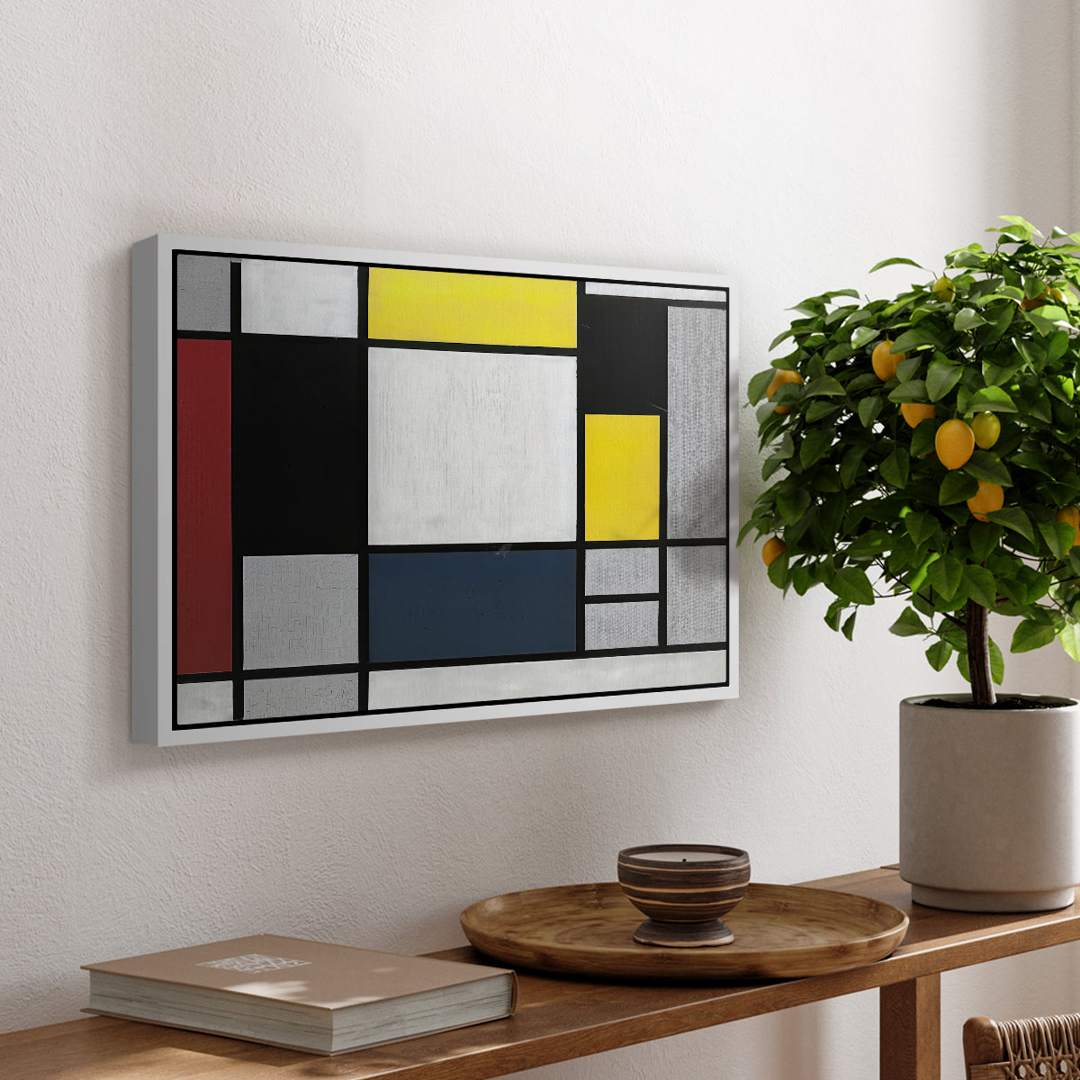Composition with Yellow, Red, Black, Blue, and Gray, 1920 - Floater Framed Canvas Print