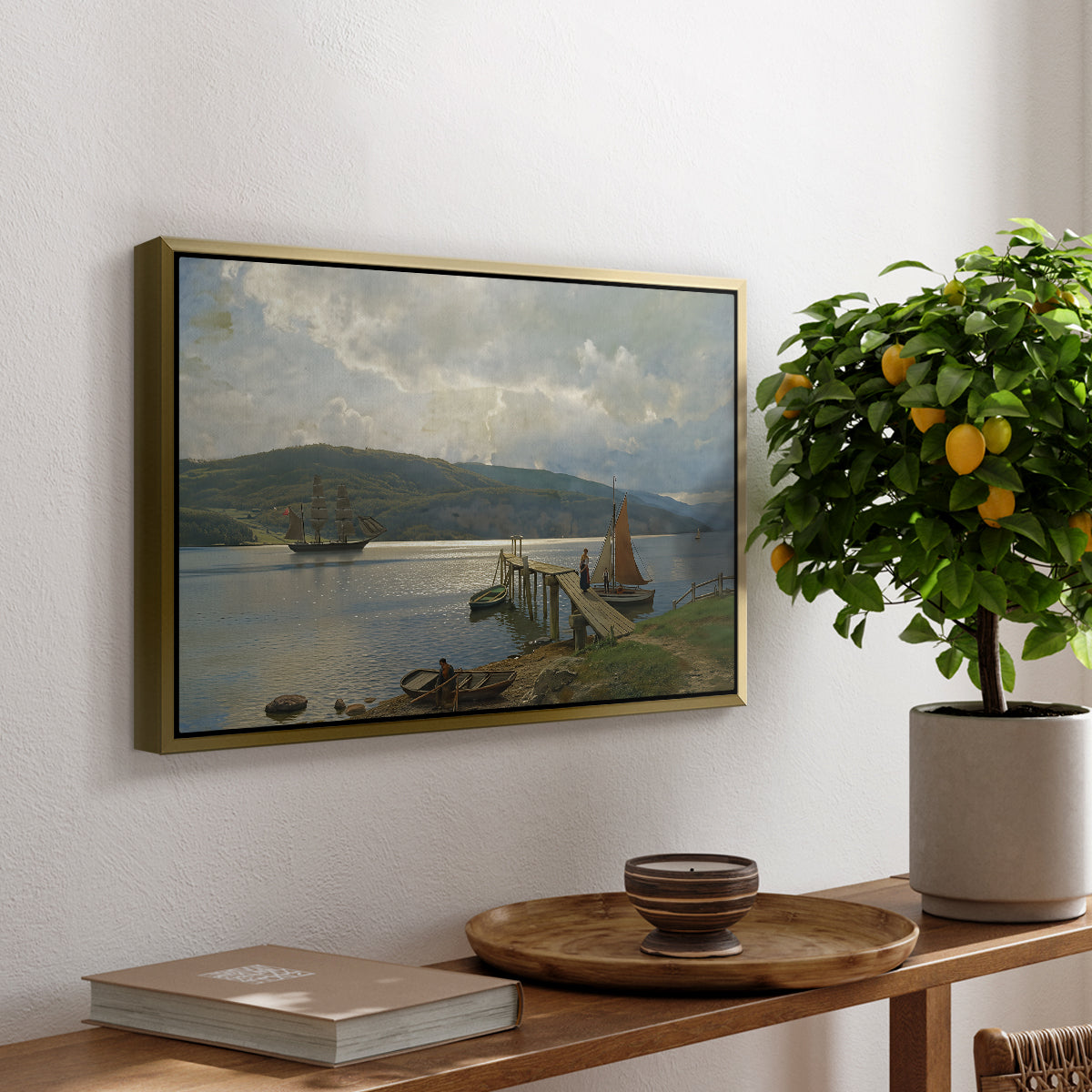 The Jetty at Feste near Moss, 1898 - Floater Framed Canvas Print