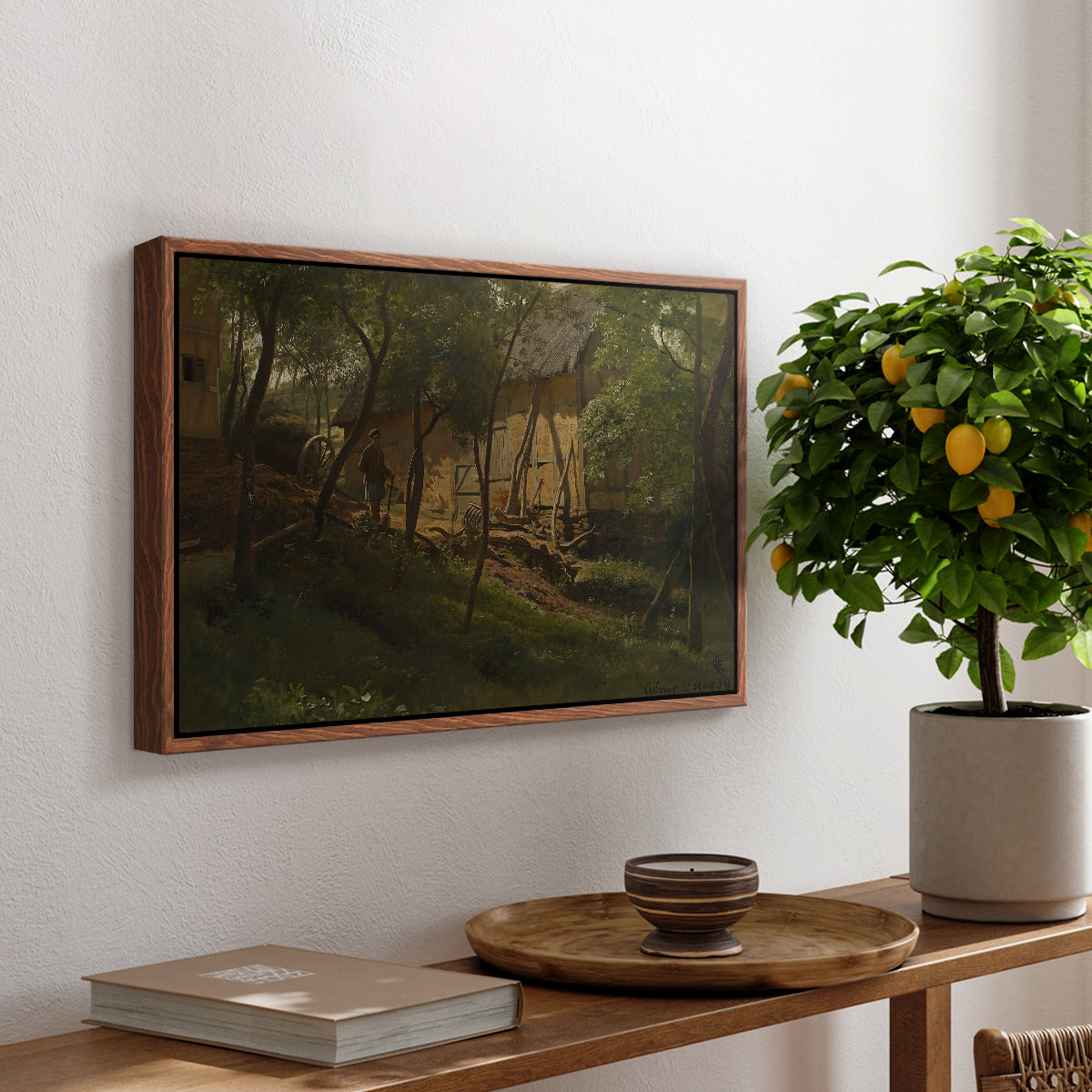 German Farm, 1859 - Floater Framed Canvas Print