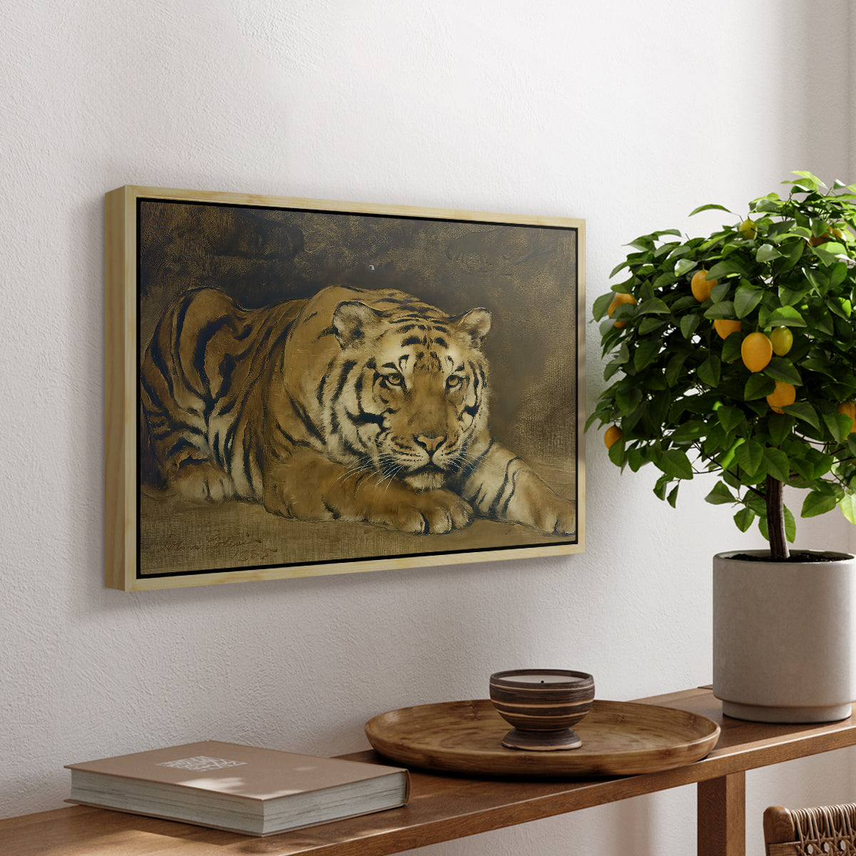 Study of a Tiger for Circe, 1885 - Floater Framed Canvas Print
