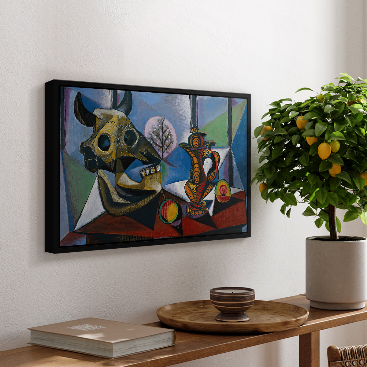 Still Life with Bull's Skull, 1939 - Floater Framed Canvas Print