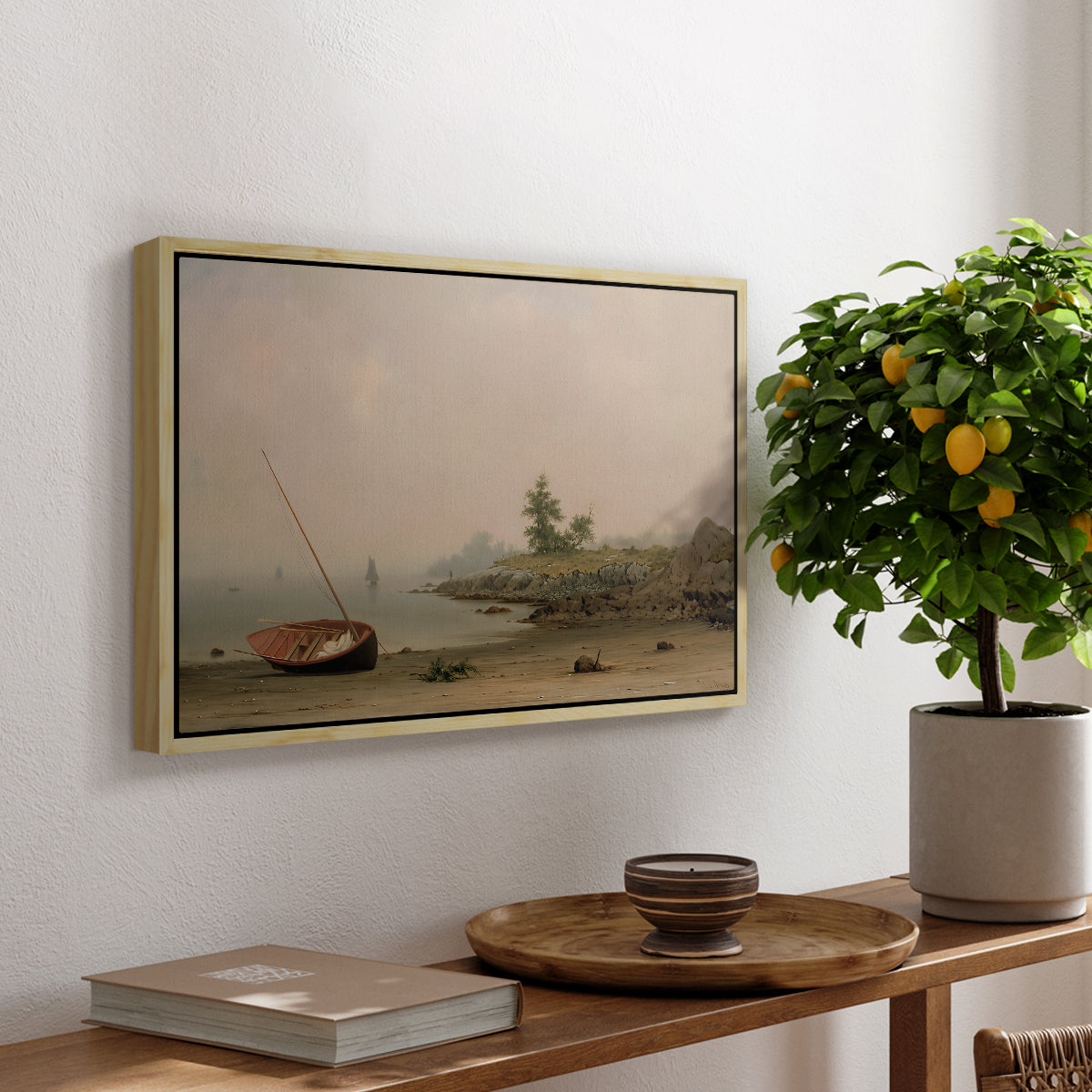 The Stranded Boat, 1863 - Floater Framed Canvas Print