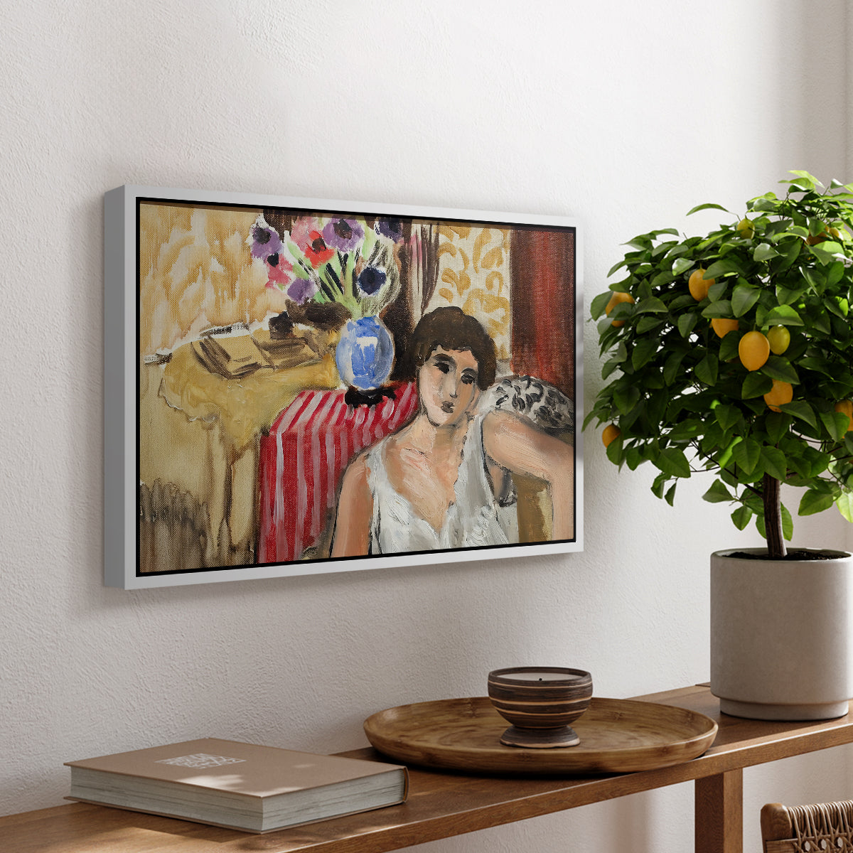 Woman Seated in an Armchair, c. 1920 - Floater Framed Canvas Print