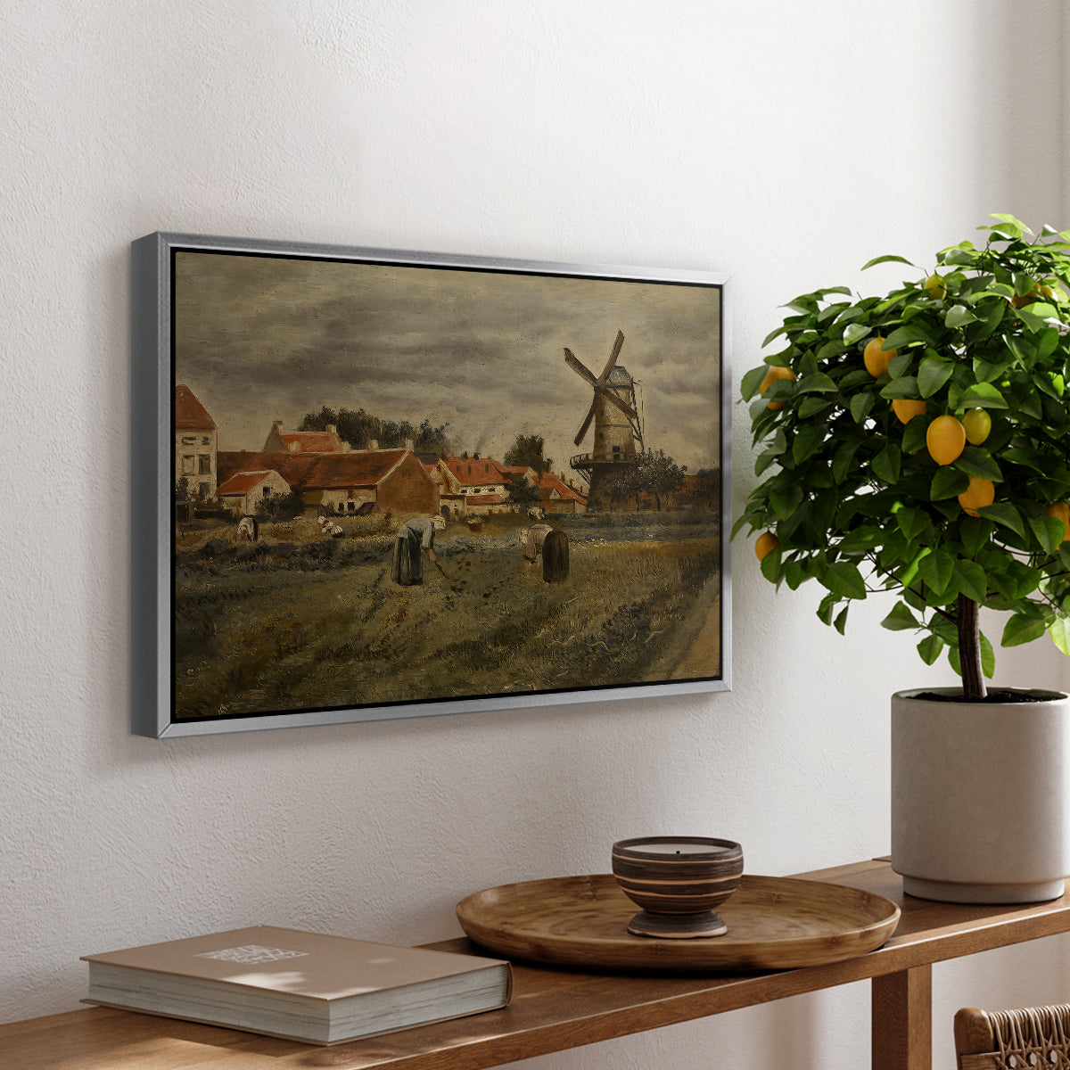 The Potato Harvest, c. 1875 - Floater Framed Canvas Print