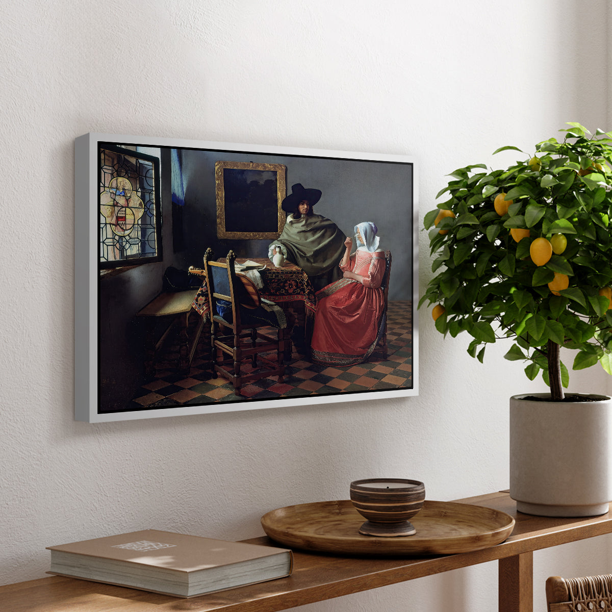 The Glass of Wine, c. 1660 - Floater Framed Canvas Print