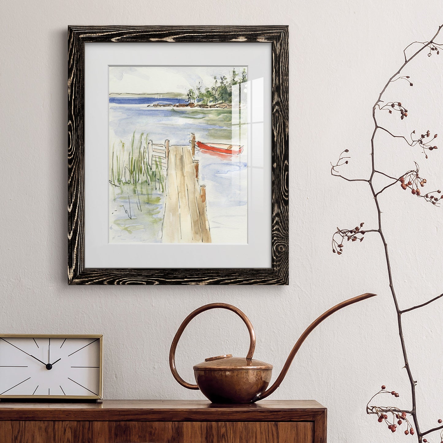 Sketchy Pier - Barnwood Framed Art Print