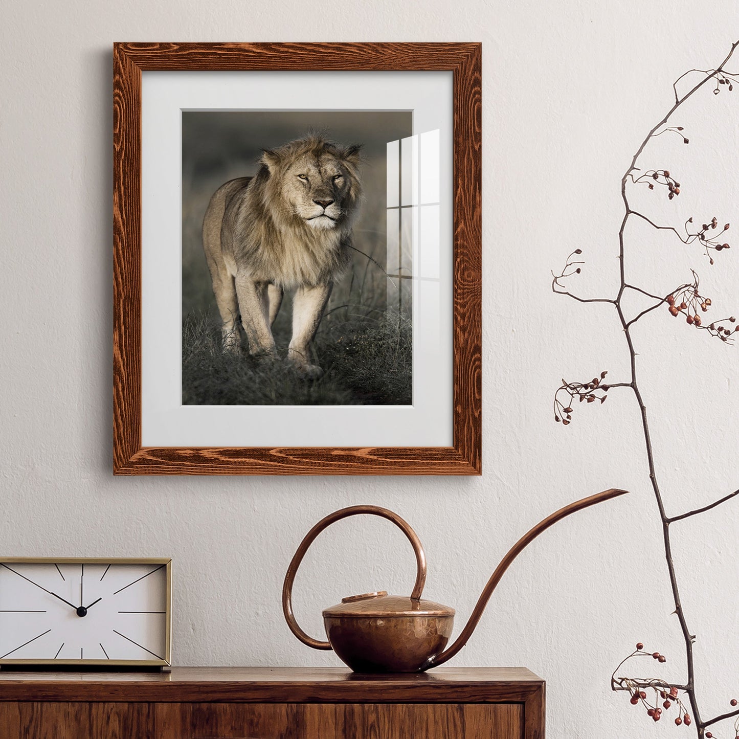 Morning Walk in Masai Mara - Premium Framed Print - Distressed Barnwood Frame - Ready to Hang