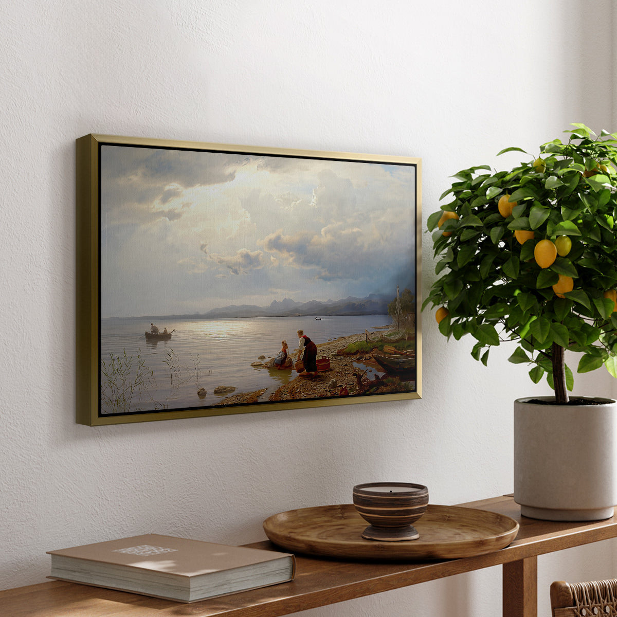 On the Banks of the Chiemsee, 1871 - Floater Framed Canvas Print