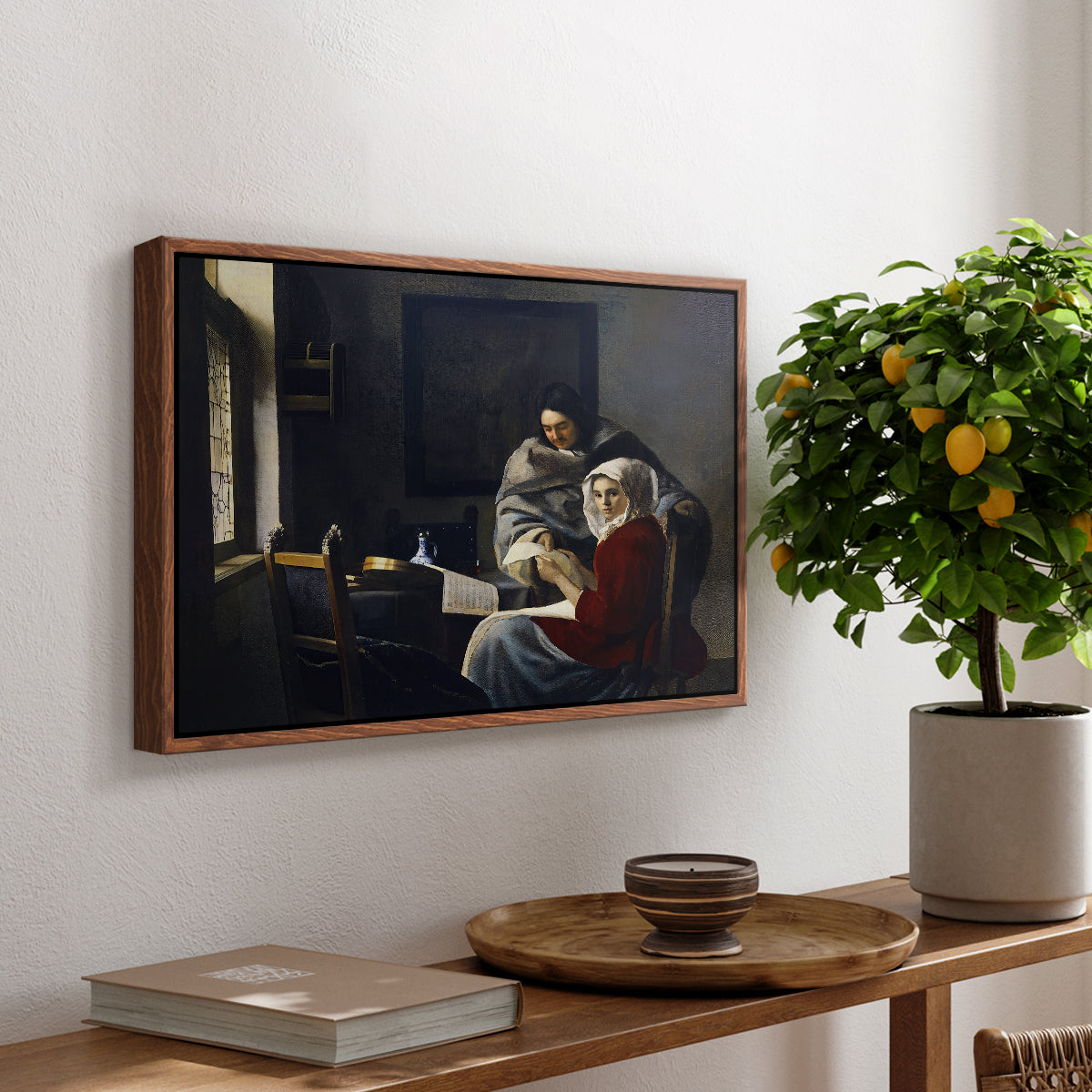 Girl Interrupted at Her Music, c. 1658-1659 - Floater Framed Canvas Print