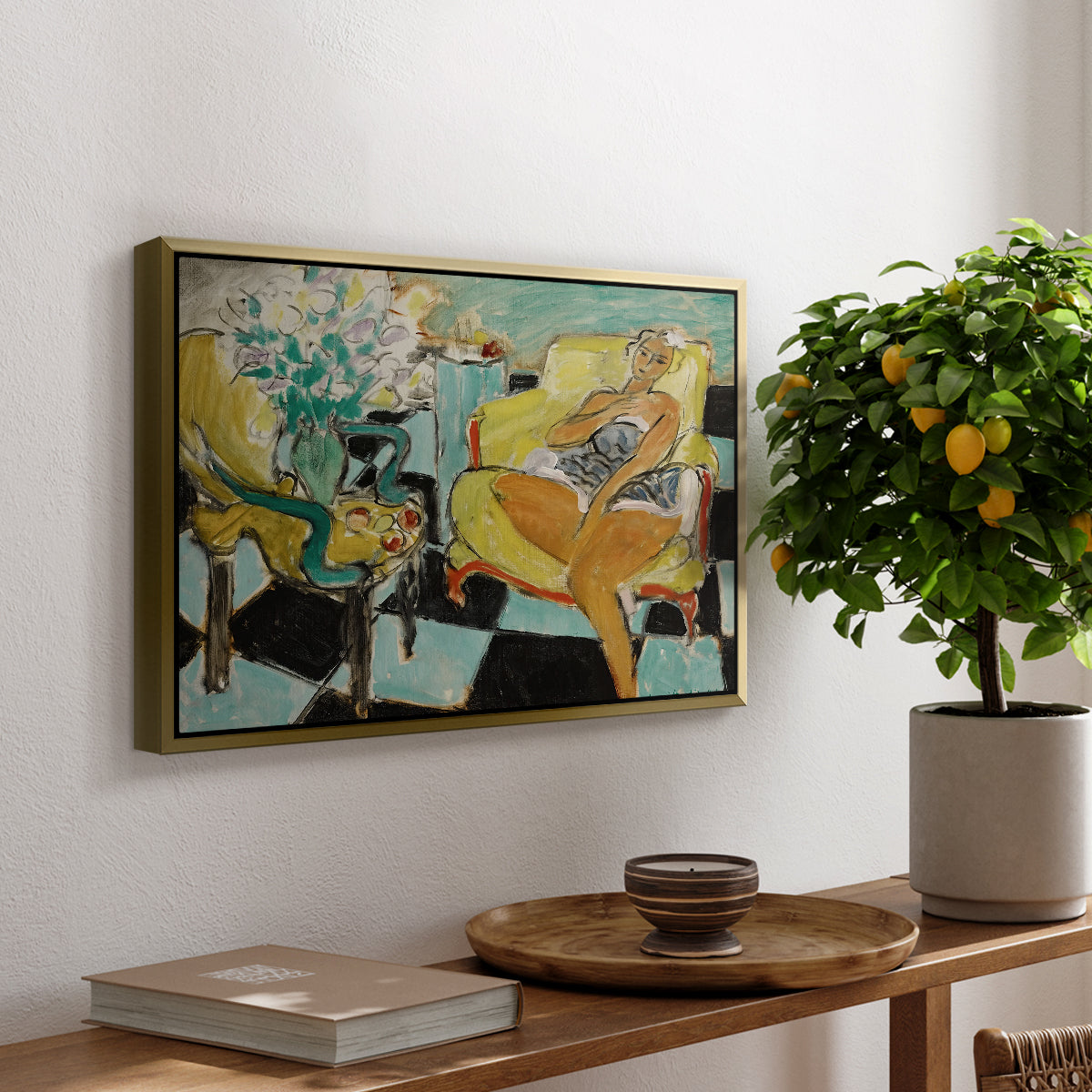 Seated Woman with Flower, 1942 - Floater Framed Canvas Print
