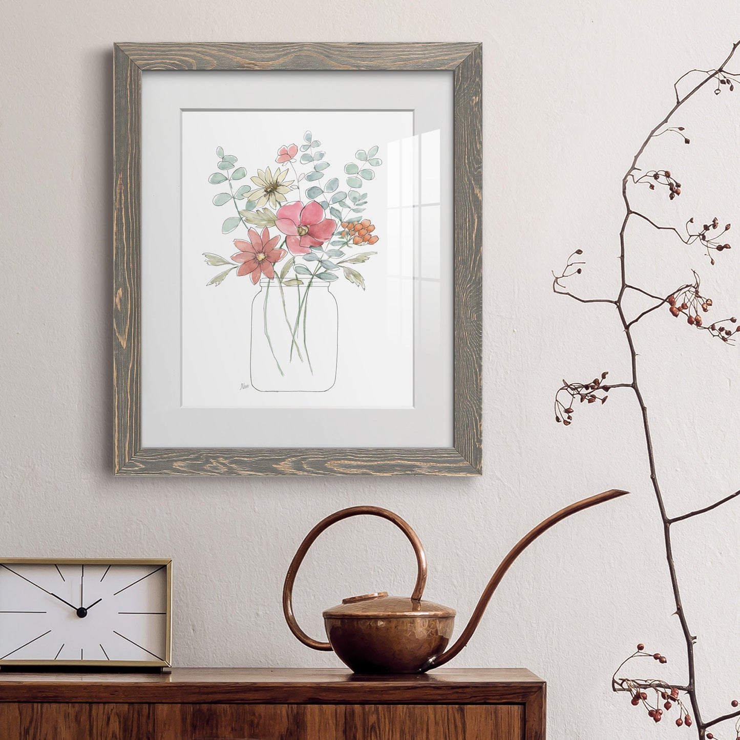 Whimsical Wildflowers II - Premium Framed Print - Distressed Barnwood Frame - Ready to Hang