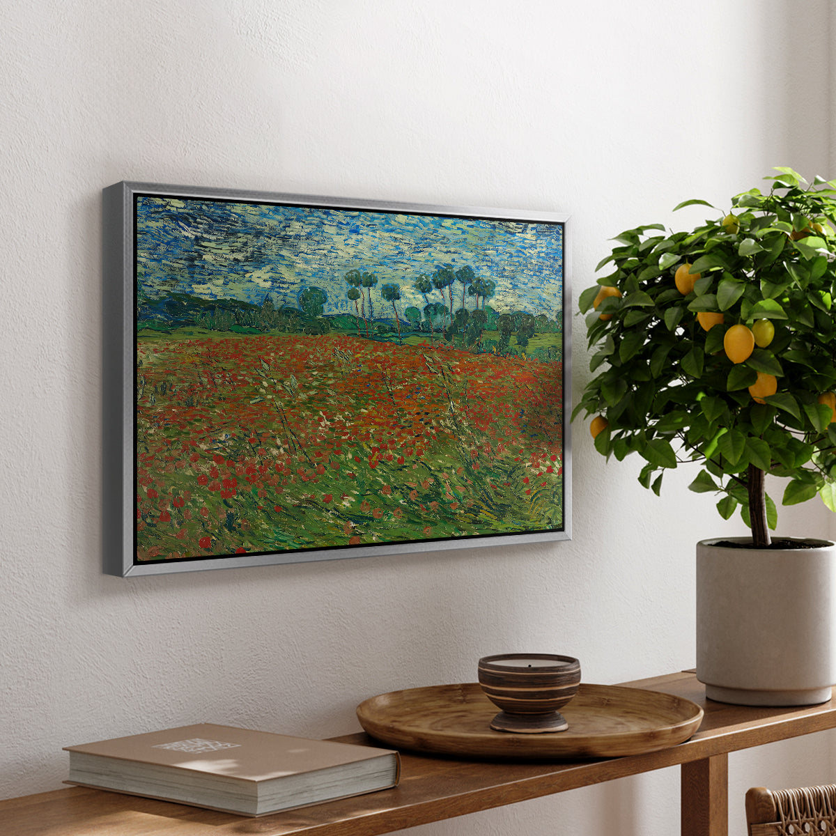 Field with Poppies, 1889 - Floater Framed Canvas Print