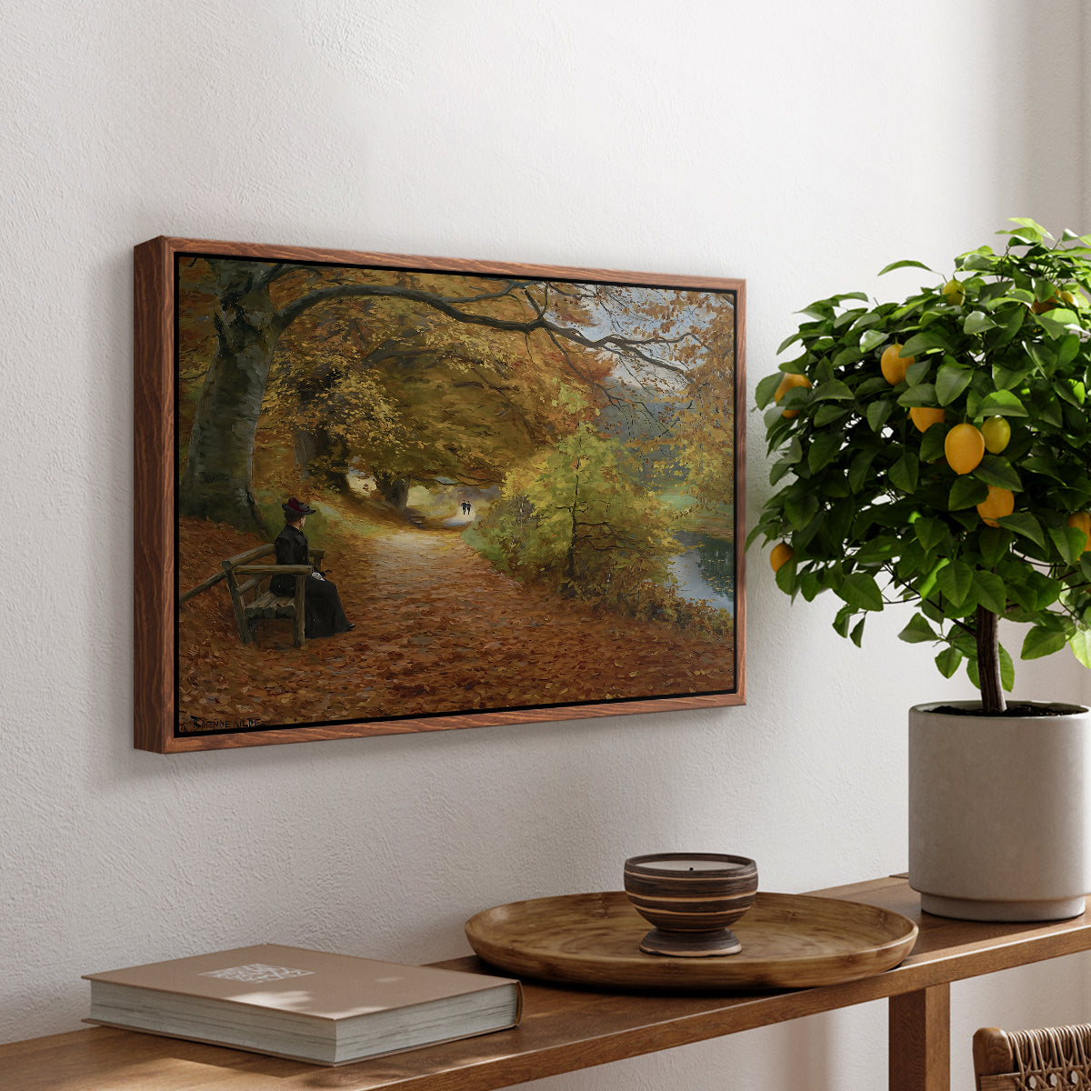 A Wooded Path in Autumn, 1902 - Floater Framed Canvas Print