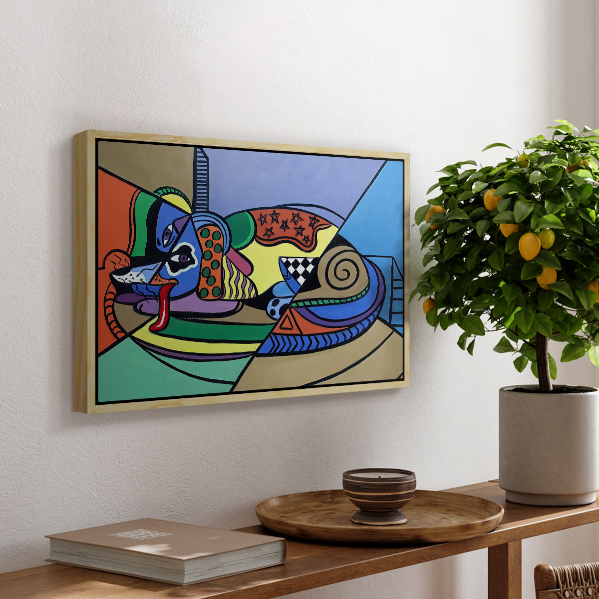 A Dog Named Picasso - Floater Framed Canvas Print