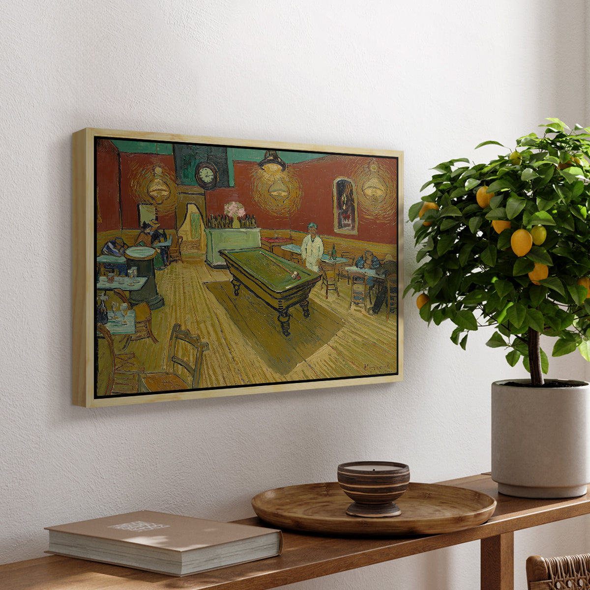 The Night Café, 1888 - Floater Framed Canvas Print