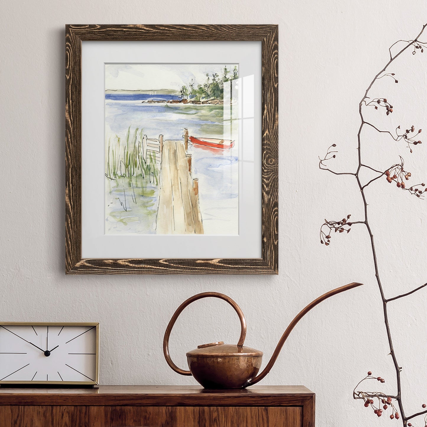 Sketchy Pier - Barnwood Framed Art Print