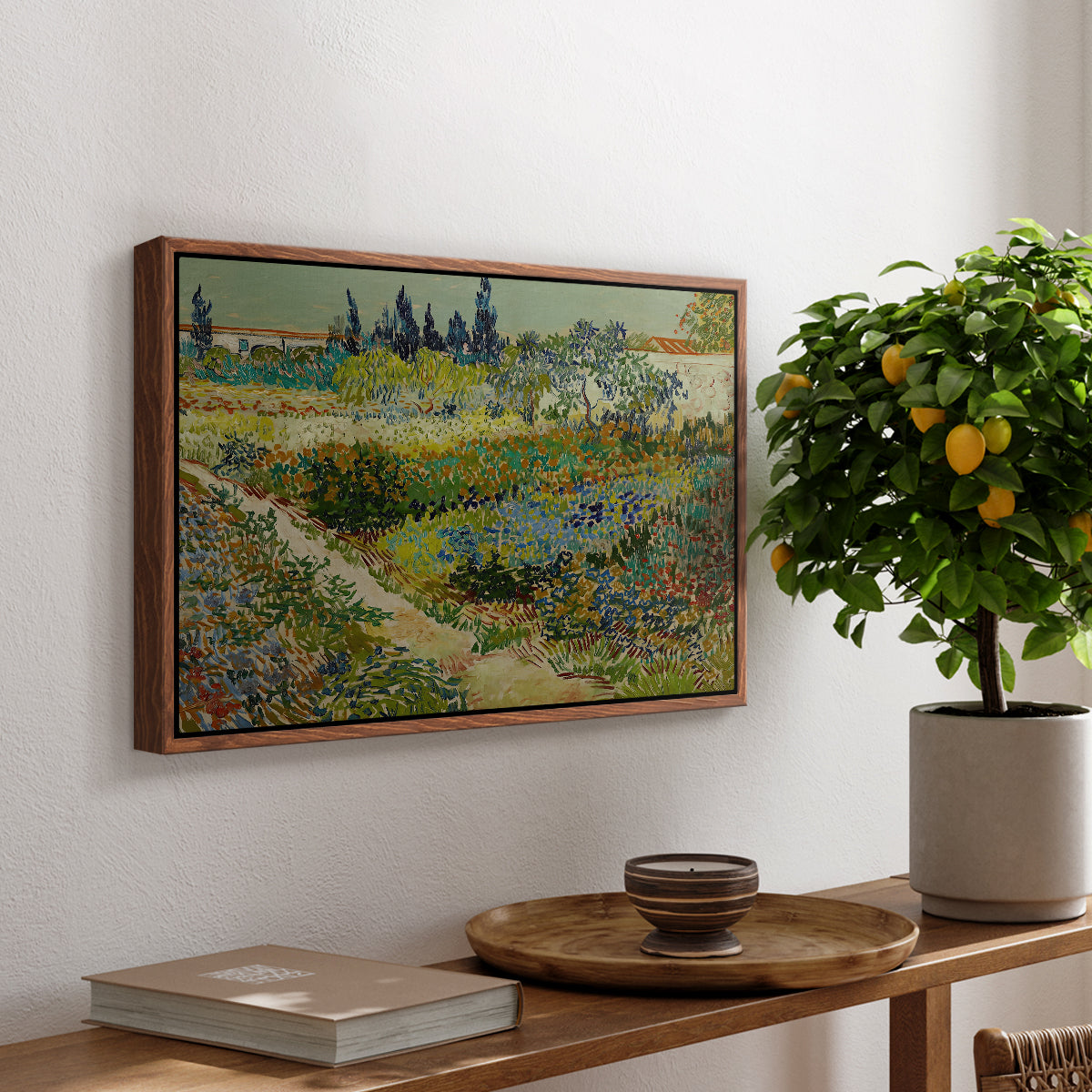 Garden at Arles, 1888 - Floater Framed Canvas Print