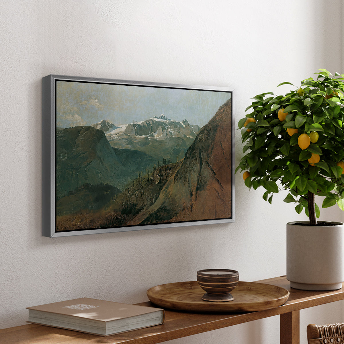 The Dachstein from the Plassen near Hallstatt, 1827 - Floater Framed Canvas Print