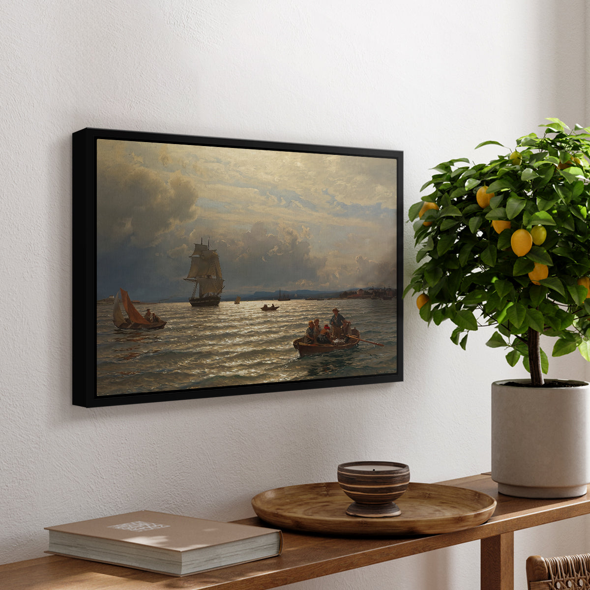 From the Inlet of Oslo, 1874 - Floater Framed Canvas Print