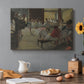 Canvas art print featuring ballerinas practicing in studio with instructor observing nearby, set in a cozy kitchen setting