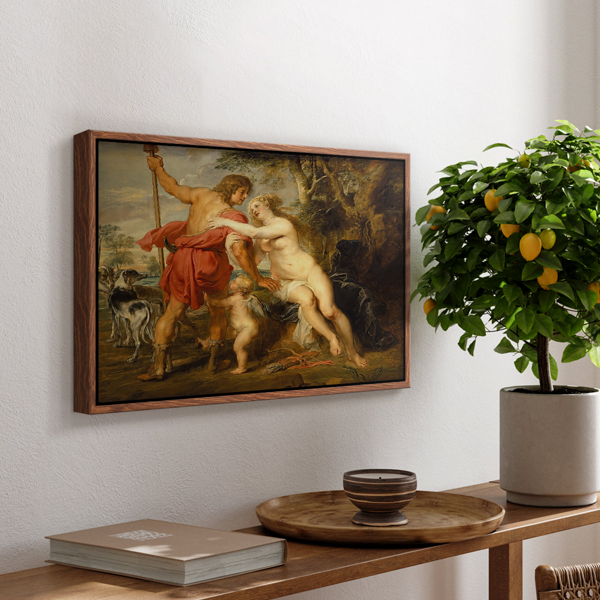 Venus and Adonis, c. 1635 - Floater Framed Canvas Print
