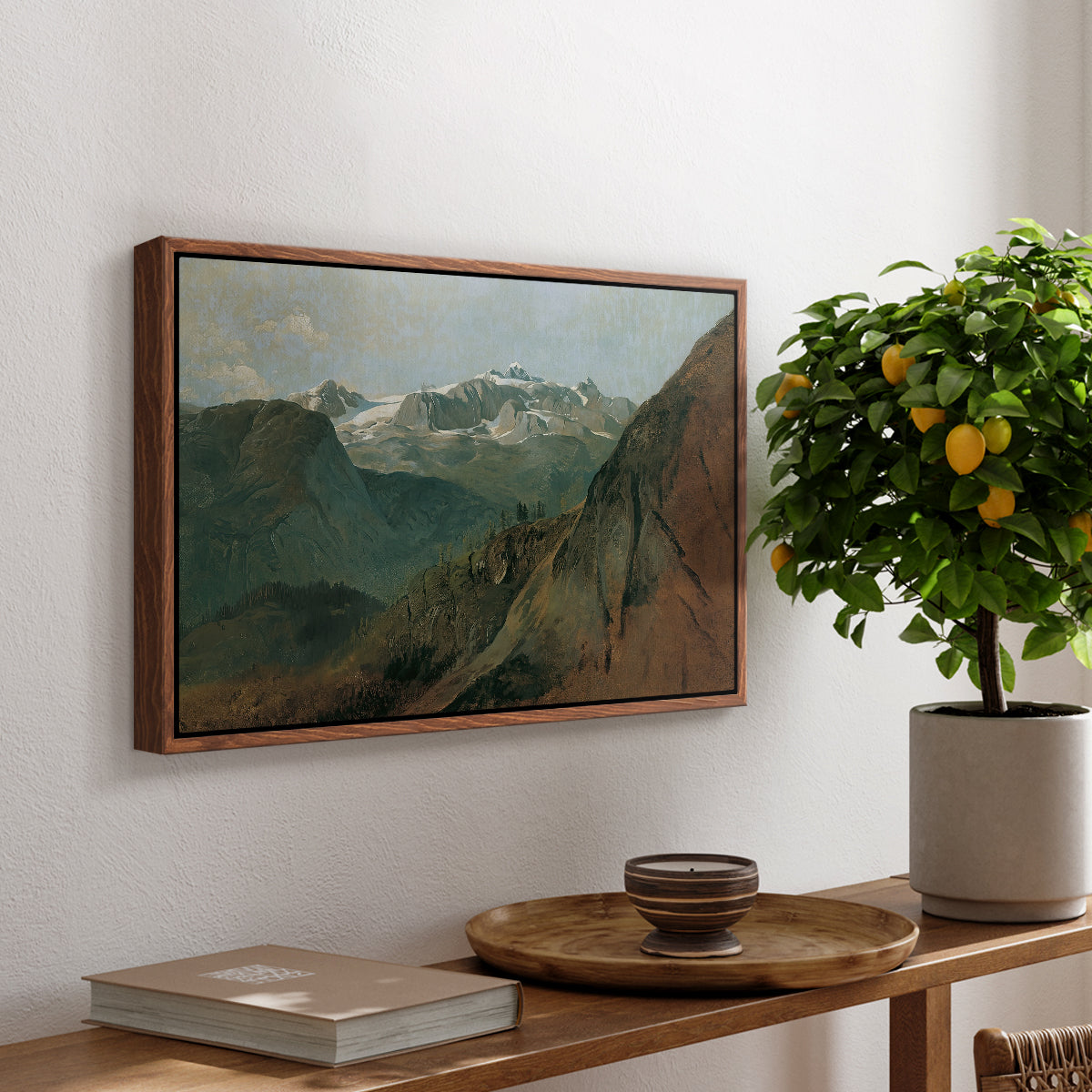 The Dachstein from the Plassen near Hallstatt, 1827 - Floater Framed Canvas Print
