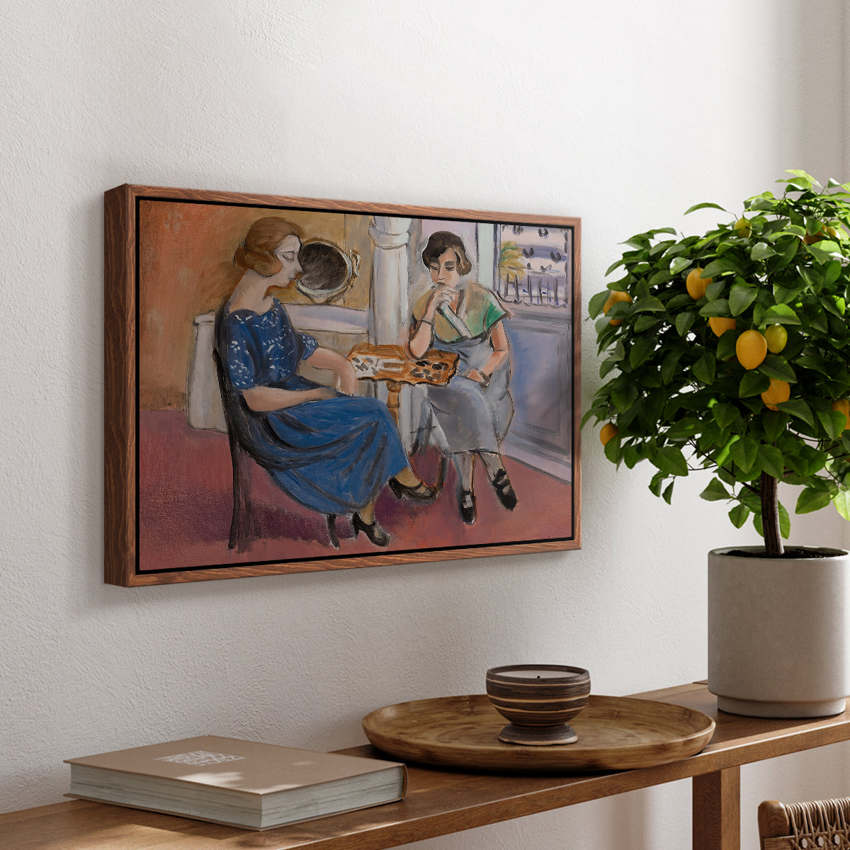 Domino Players, 1921 - Floater Framed Canvas Print