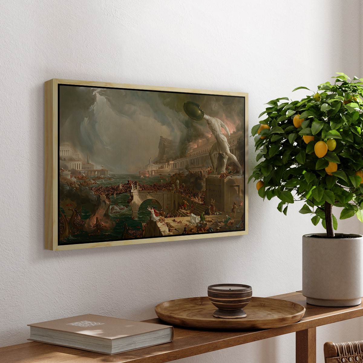 The Course of Empire: Destruction, 1836 - Floater Framed Canvas Print