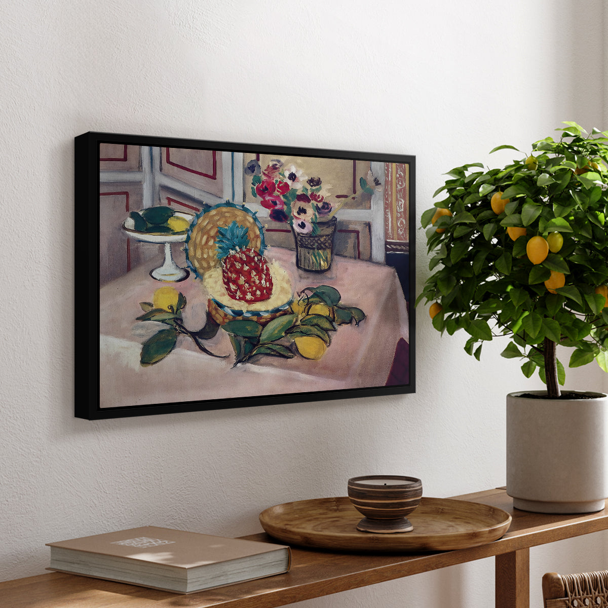Still Life with Pineapple and Lemons, 1925 - Floater Framed Canvas Print