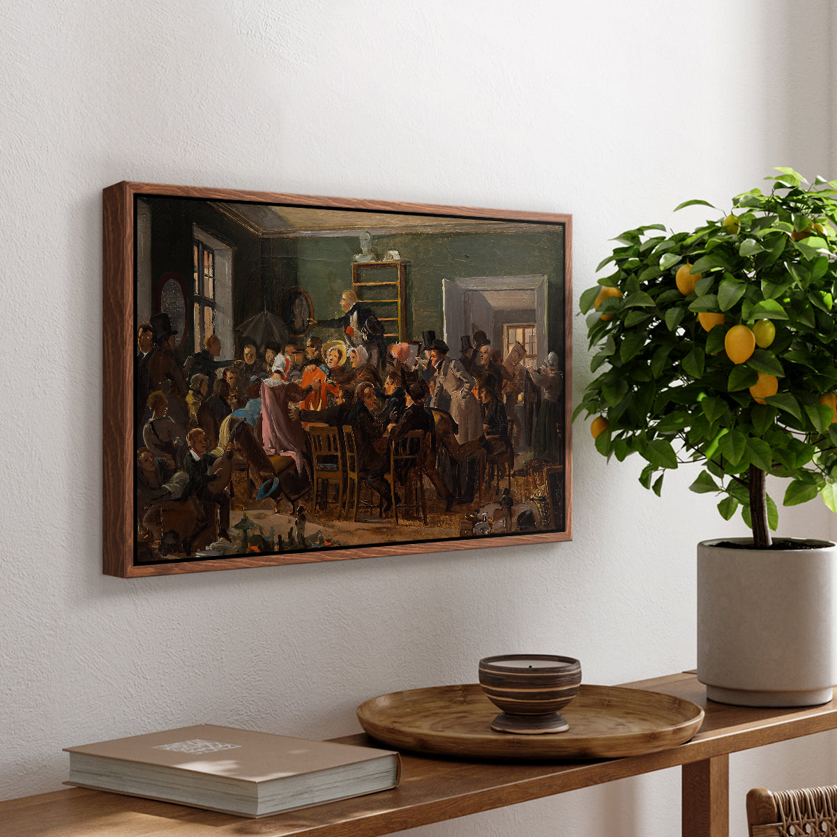 An Auction Scene, 1835 - Floater Framed Canvas Print