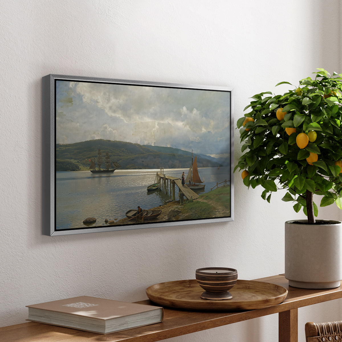 The Jetty at Feste near Moss, 1898 - Floater Framed Canvas Print