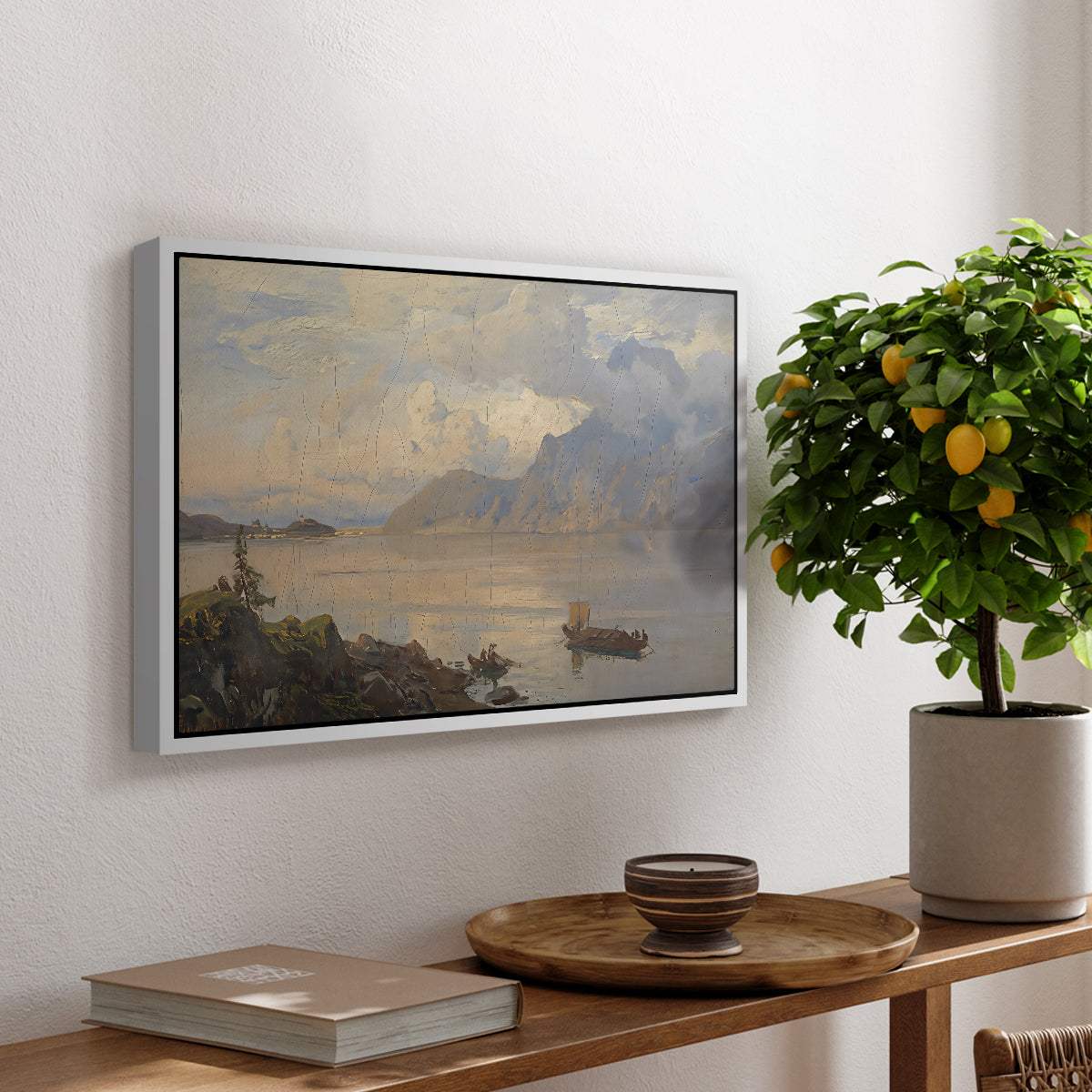 Traunsee, 1871 - Floater Framed Canvas Print