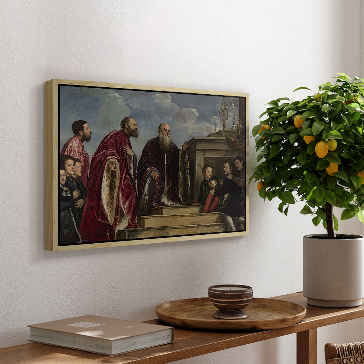The Vendramin Family Venerating a Relic of the True Cross, c. 1540-1545 - Floater Framed Canvas Print