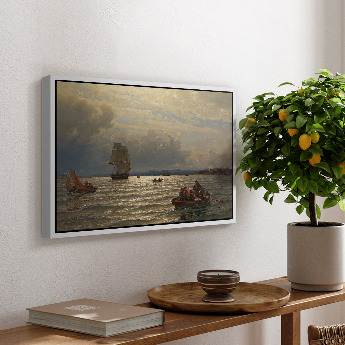 From the Inlet of Oslo, 1874 - Floater Framed Canvas Print