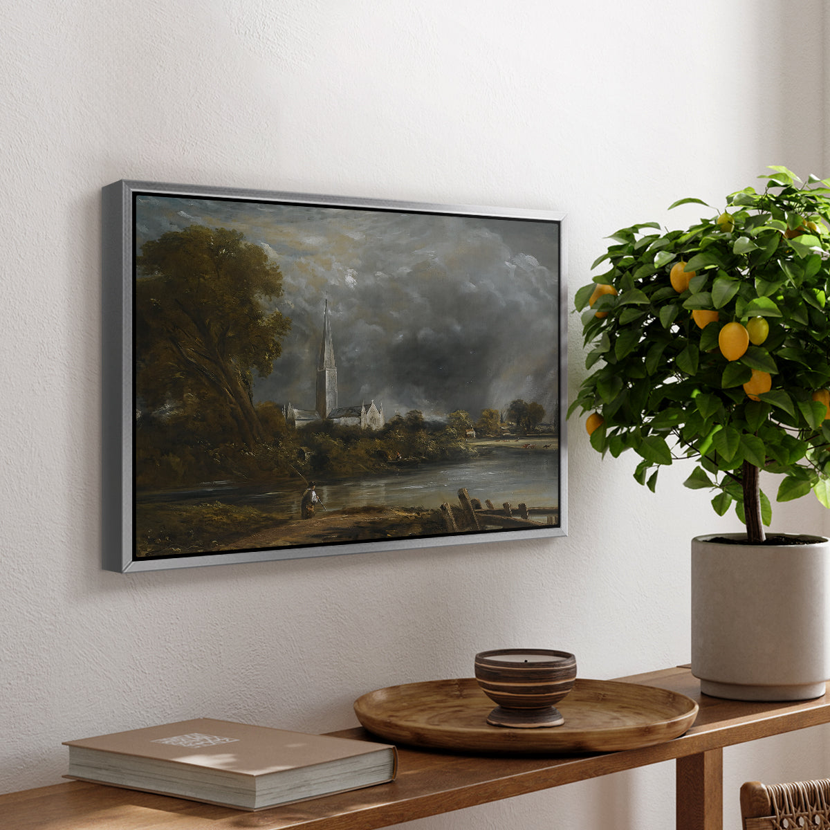 Salisbury Cathedral from the Meadows, c. 1831 - Floater Framed Canvas Print