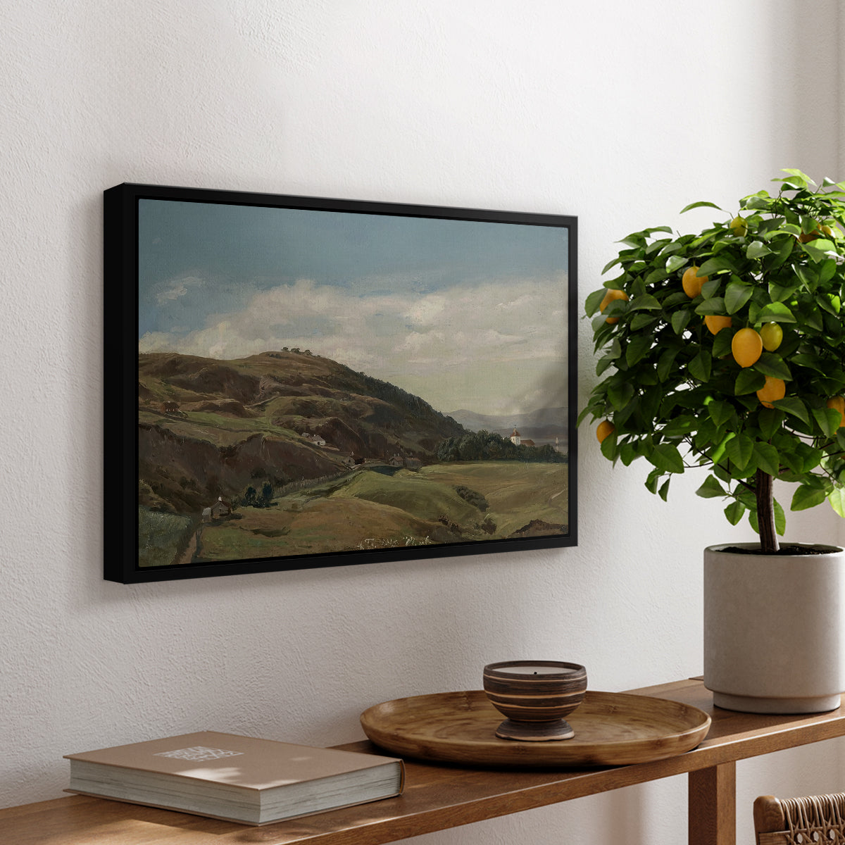 Ekeberg and Oslo Church, 1852 - Floater Framed Canvas Print