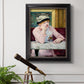 Impressionist portrait scene with plum brandy by Édouard Manet in an ornate black frame with gilded inner detail displayed in a light-toned interior setting.
