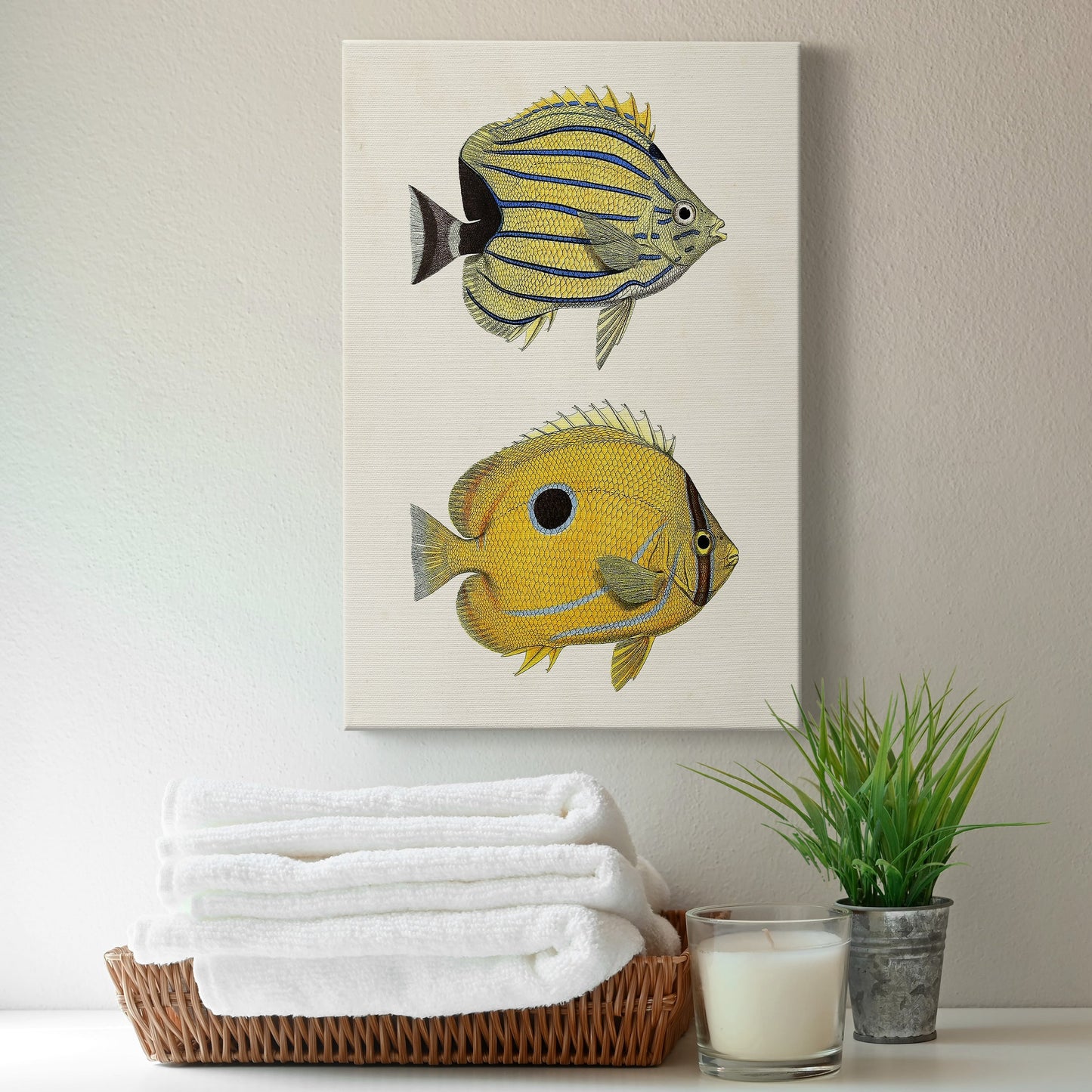 Yellow & Grey Fish III Premium Gallery Wrapped Canvas - Ready to Hang