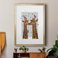 Kissing Giraffes with Birds - Modern Framed Canvas Print