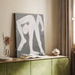 Canvas art print of a modern composition with angular forms and minimal detail styled in a home decor setting.