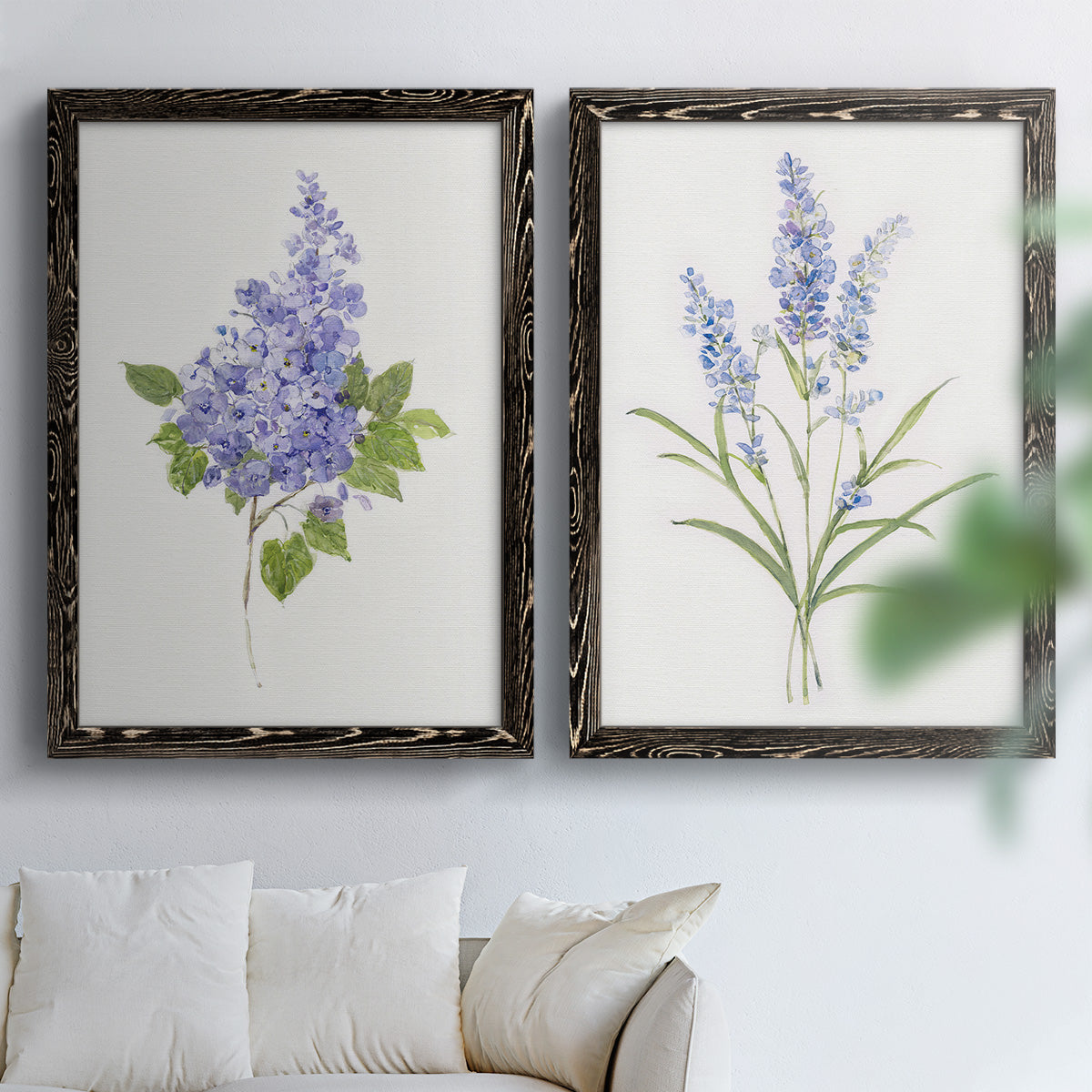 Dainty Botanical Lilac - Premium Framed Canvas 2 Piece Set - Ready to Hang