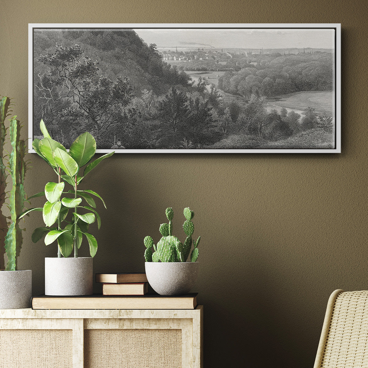 East Rock, New Haven - Floater Framed Canvas Print