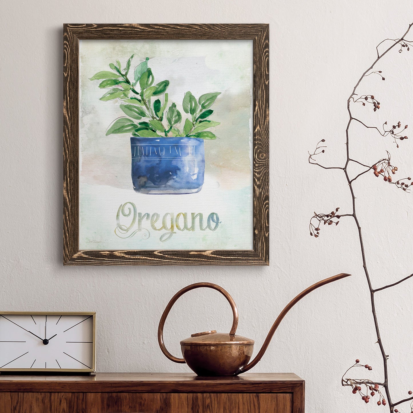 Potted Oregano - Premium Canvas Framed in Barnwood - Ready to Hang