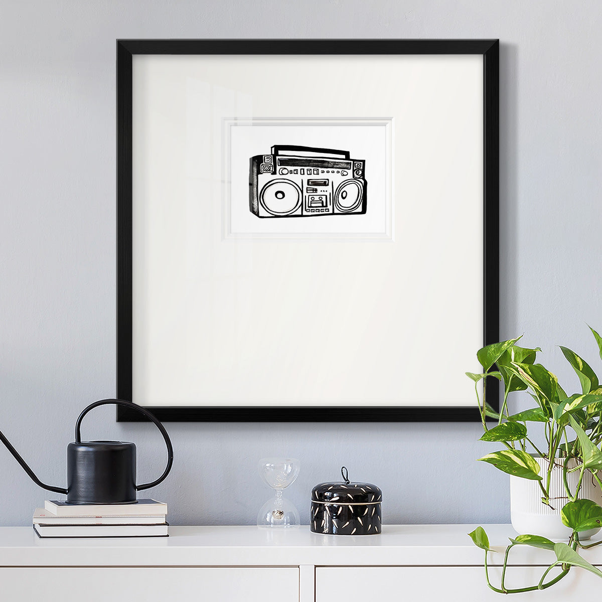 Boombox Sketch Premium Framed Print Double Matboard