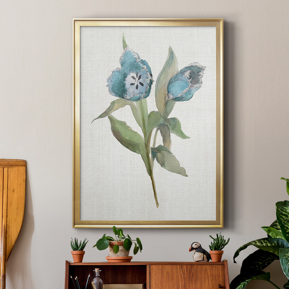 Blue Tulip Picks I - Modern Framed Canvas Print