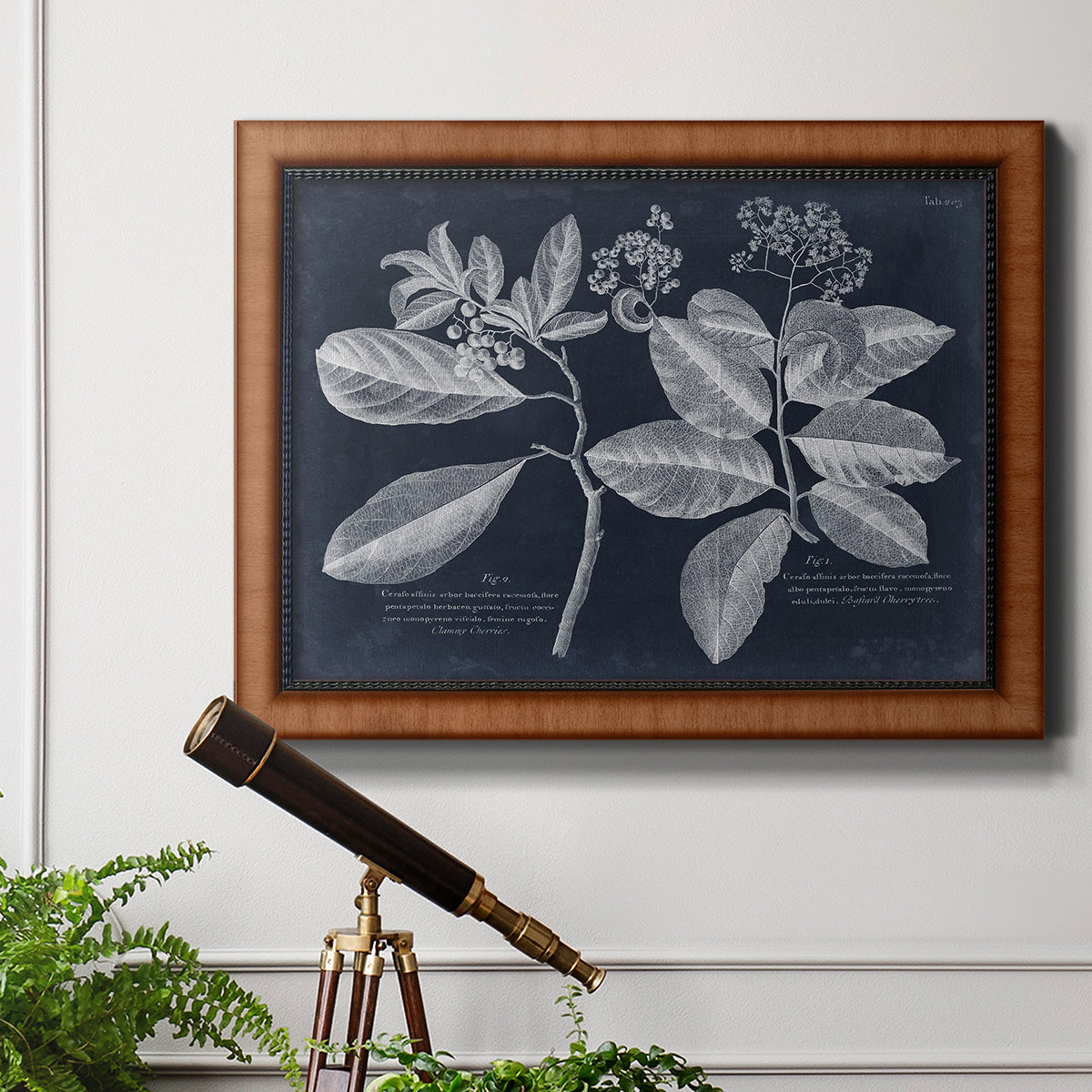 Foliage on Navy IV Premium Framed Canvas- Ready to Hang