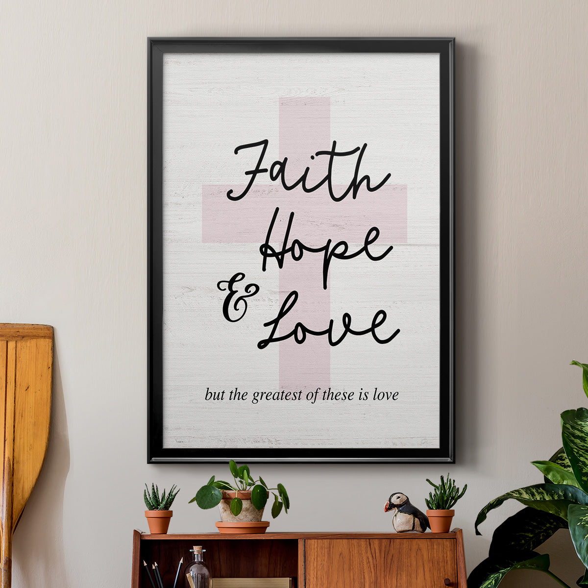 Faith Hope and Love Cross - Modern Framed Canvas Print